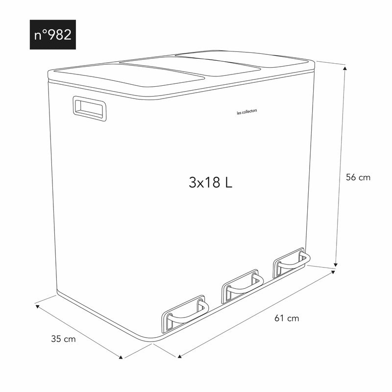 Poubelle De Tri - Inox - 54L (3x18L) ou 60L (2x30L)