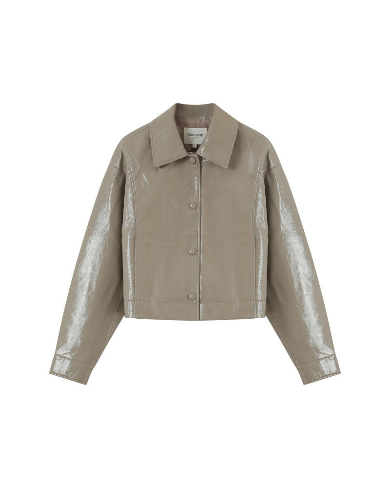 Chaqueta corta beige empolvado