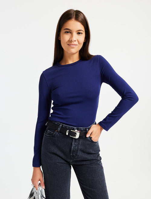 The Navy Blue Power Stretch Long Sleeve Top
