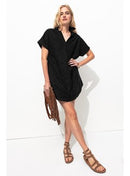 Robe Courte Broderie Anglaise - Noir Uni Fonce