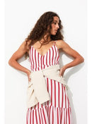 Longue Robe Rayée Femme - Rouge Raye