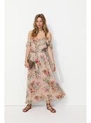 Robe Longue à Bretelles Femme - Rose Imprime