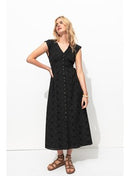 Robe en Broderie Anglaise - Noir Uni Fonce