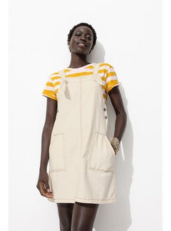 Robe Courte en Jean de Couleur - Naturel Uni Clair