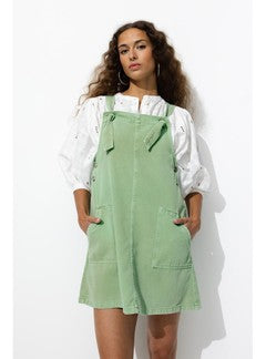Robe Courte en Jean de Couleur - Vert Uni Colore