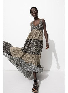 Robe Dos-nu Imprimée Femme - Noir Imprime