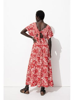 Robe Longue Éco-conçue - Rouge Imprime