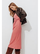 Robe Mi-longue en Jersey - Rose Uni Colore