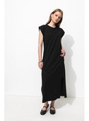 Longue Robe T-shirt Femme - Noir Uni Fonce
