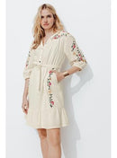 Robe Courte Point de Croix - Naturel Uni Clair