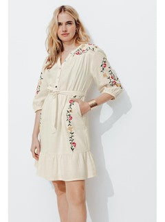 Robe Courte Point de Croix - Naturel Uni Clair