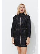 Robe Courte Denim Brut Femme - Jeans Uni Fonce
