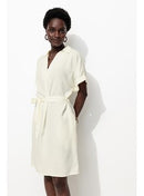 Robe Tunique Ceinturée Femme - Naturel Uni Clair