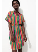 Robe Tunique Ceinturée Femme - Multicolore Imprime