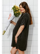 Robe Courte en Gaze de Coton - Gris Uni Fonce