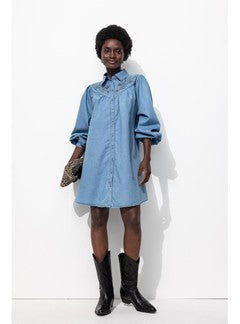 Robe-chemise Perlée Femme - Jeans Uni Fonce