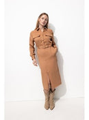 Robe Safari Midi Femme - Rose Uni Colore