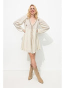 Robe Courte Brodée Femme - Naturel Uni Clair