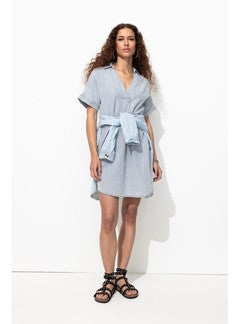 Robe-tunique Courte Rayée - Multicolore Raye