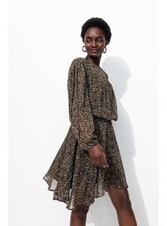 Robe Courte en Voile Fleuri - Noir Imprime