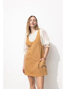 Robe-salopette Courte Femme - Grège Uni Fonce