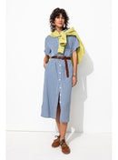 Robe-chemise Mi-longue Femme - Naturel Raye