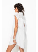 Robe Courte Broderie Anglaise - Naturel Uni Clair