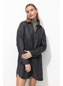 Robe Tunique Manches Longues - Jeans Uni Fonce
