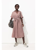 Robe Midi en Gaze de Coton - Violet Uni Colore