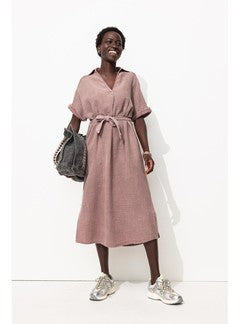 Robe Midi en Gaze de Coton - Violet Uni Colore