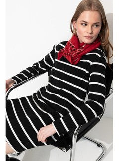 Robe Marinière en Coton - Noir Raye