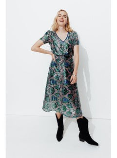 Robe Longue à Paillettes - Multicolore Imprime