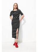 Robe Midi Marinière Femme - Noir Raye