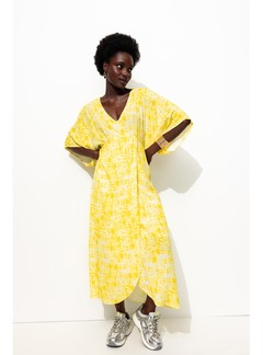 Robe Longue Imprimée Femme - Jaune Imprime
