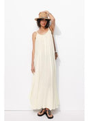 Robe Longue à Bretelles Femme - Naturel Uni Clair