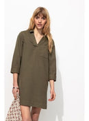 Robe Col Vareuse Léopard - Kaki Uni Fonce