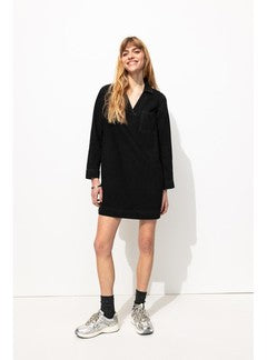 Robe Courte Col Vareuse - Noir Uni Fonce