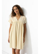 Robe Courte Babydoll Femme - Naturel Uni Clair