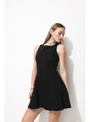 Robe Courte sans Manches Femme - Noir Uni Fonce