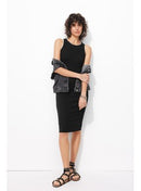 Robe-débardeur en Jersey Femme - Noir Uni Fonce