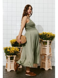 Robe Midi Femme - Kaki Uni Fonce