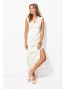 Robe Longue Ajourée Femme - Naturel Uni Clair