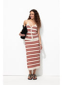 Jupe Rayée en Maille Femme - Naturel Raye
