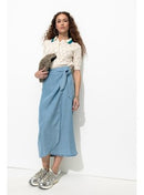 Jupe Portefeuille en Lyocell - Jeans Uni Fonce