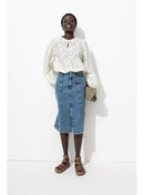 Jupe Midi en Jean Femme - Jeans Uni Clair