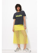 Jupe Longue en Dentelle Femme - Jaune Uni Colore