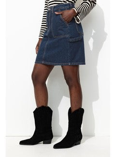 Jupe Courte en Jean Brut Femme - Jeans Uni Fonce