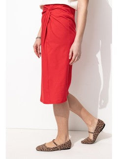 Jupe Midi en Coton Femme - Rouge Uni Colore