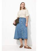 Jupe Midi en Lyocell Femme - Jeans Uni Clair
