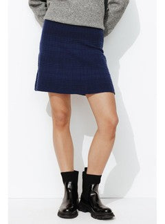 Jupe Courte en Tricot Femme - Bleu Uni Fonce